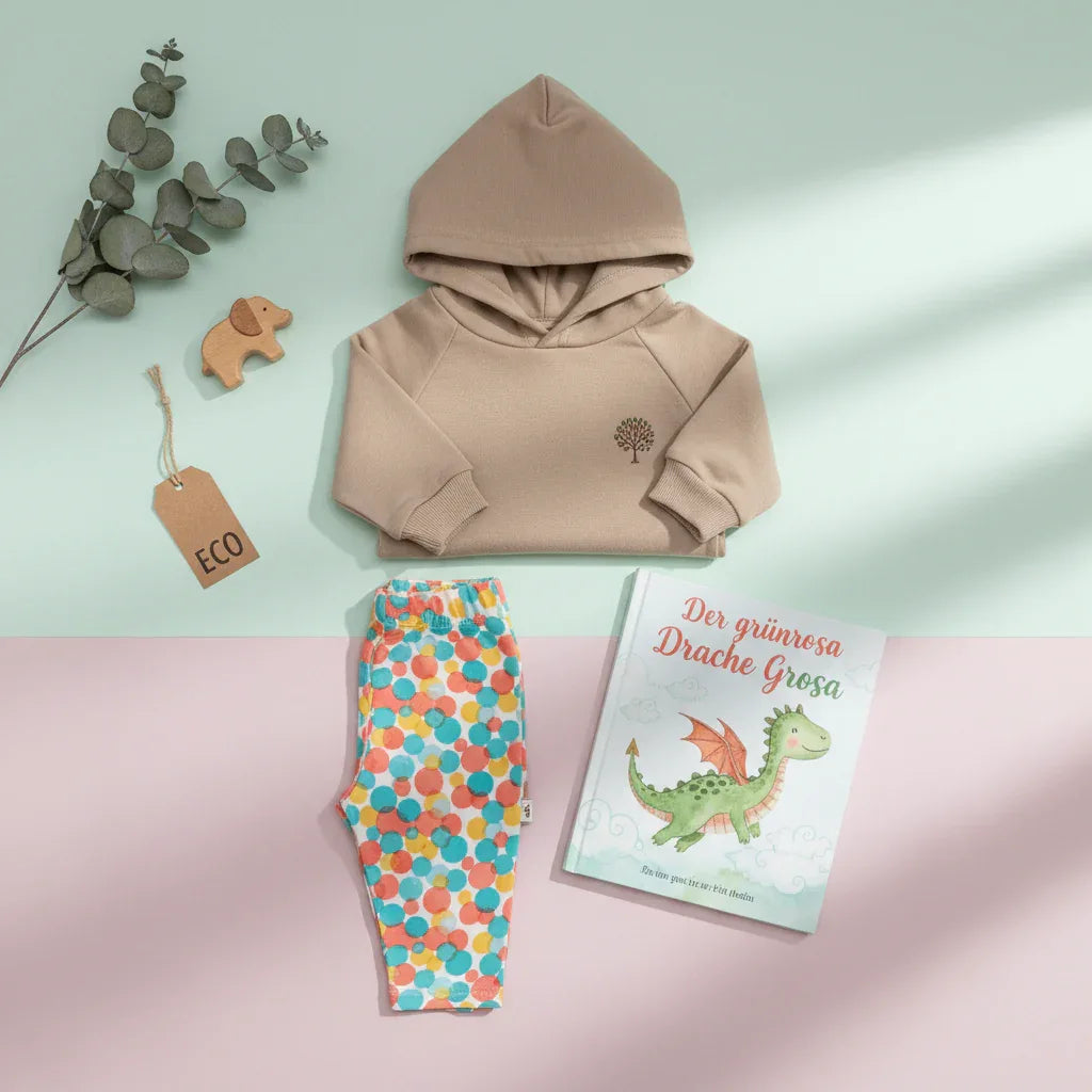 Kids Eco Outfit – Bio-Hoodie, Leggings & Kinderbuch | Nachhaltig 🧸✨ - Velano