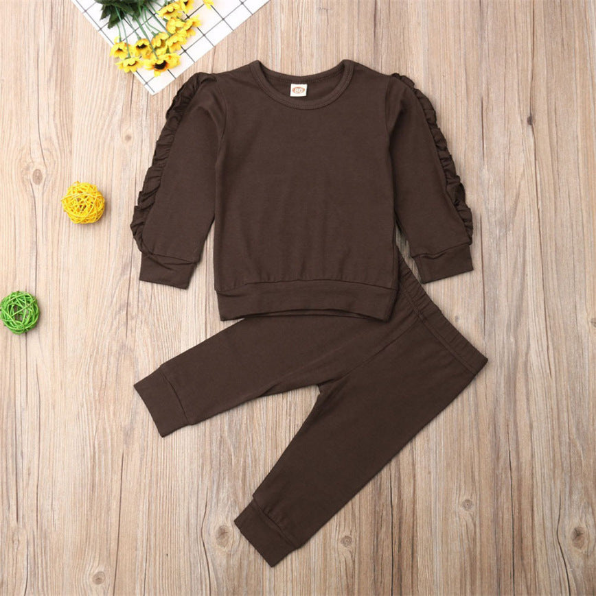 Zweitteiliges Kuschel-Outfit – Rüschen Jumper & Hose für Neugeborene & Kleinkinder