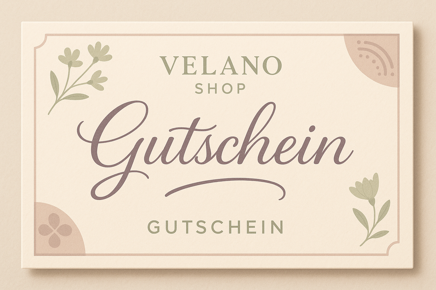 Gutschein für den Velano Shop mit weichen, kuscheligen Farben